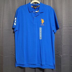 U.S. POLO ASSN. Blue Collared Shirt with Orange Pony NWT